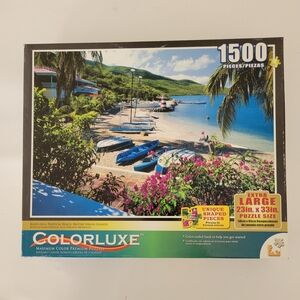 ColorLuxe 1500-Piece Tropical Beach Puzzle - Vibrant Blue & Green